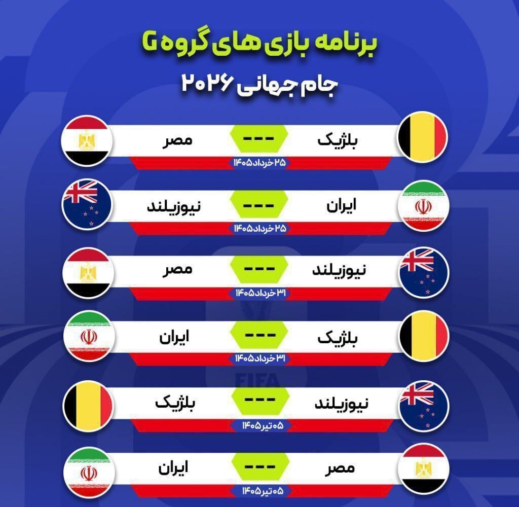 زمان بازی ایران در جام جهانی 2026